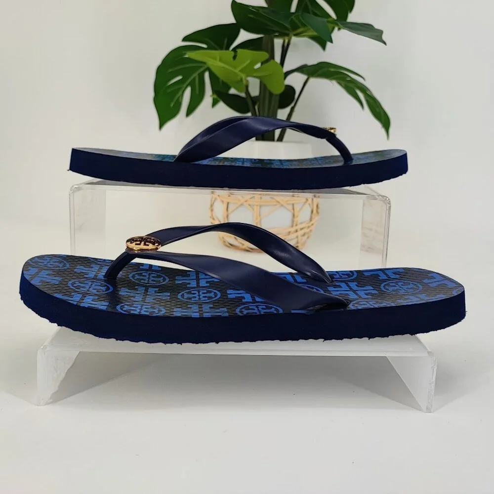 Tory Burch Woman’s Blue Flip Flop Slide Sandals Size 6